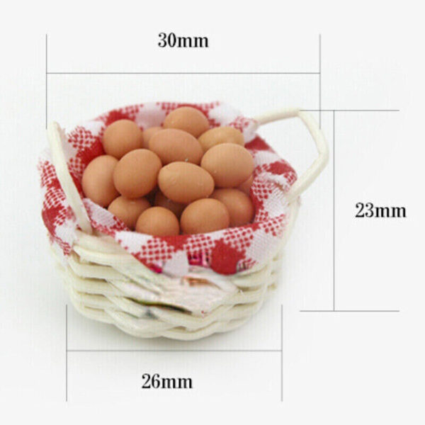 1:12 Scale Dollhouse Miniature Eggs Bamboo Basket Kitchen FoodResin Accessories - Image 5