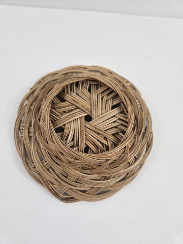 1 Vtg Wicker Basket Wall Hanging Gallery Decor 6" Round BOHO Bohemian Natural - Image 3