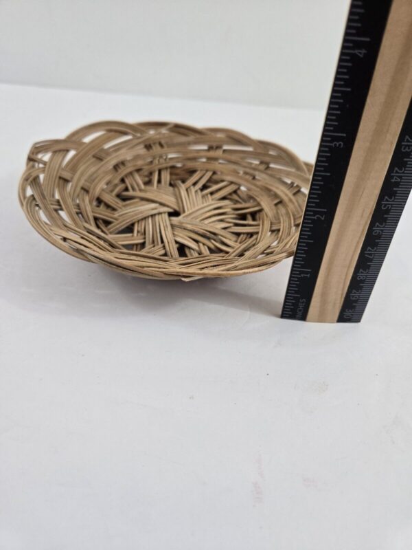 1 Vtg Wicker Basket Wall Hanging Gallery Decor 6" Round BOHO Bohemian Natural - Image 4