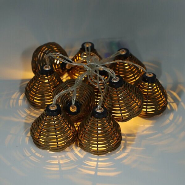 10Pcs Rattan Lamps String Lights LED Rattan Balls Fairy Lights Wedding Home A HG - Image 4