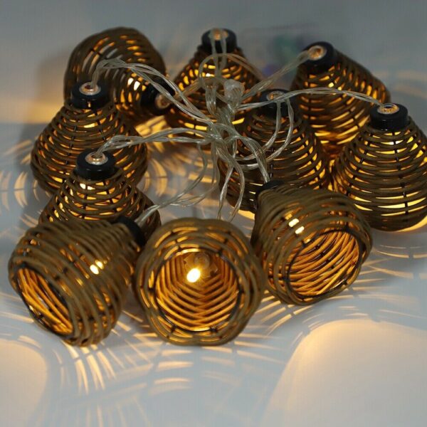 10Pcs Rattan Lamps String Lights LED Rattan Balls Fairy Lights Wedding Home A HG - Image 6