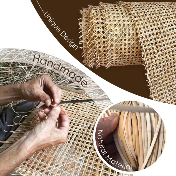 12" | 16" | 24" | 36" Width Cane Webbing Roll Hexagon Weave Rattan Fabric - Image 5