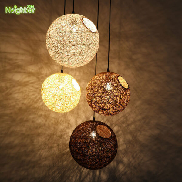 12 Colours Rattan Ball Pendant Lamp Ceiling Decorated Living Bedroom Chandelier - Image 3