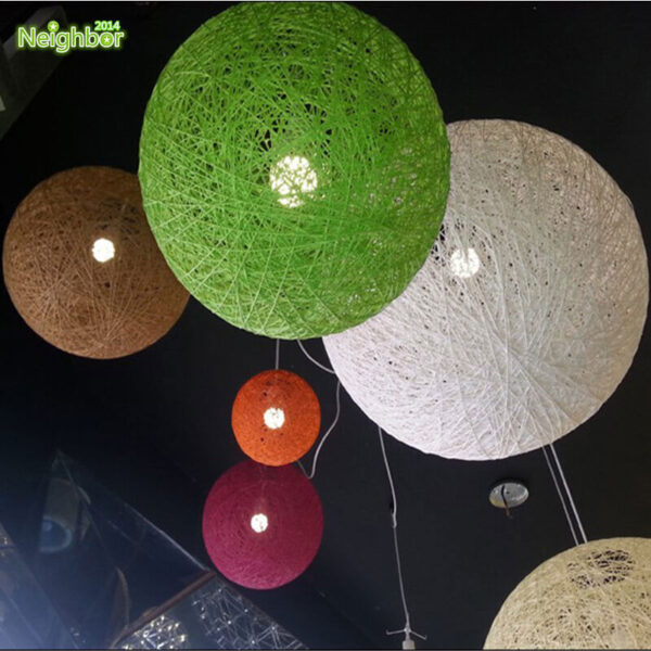 12 Colours Rattan Ball Pendant Lamp Ceiling Decorated Living Bedroom Chandelier - Image 5