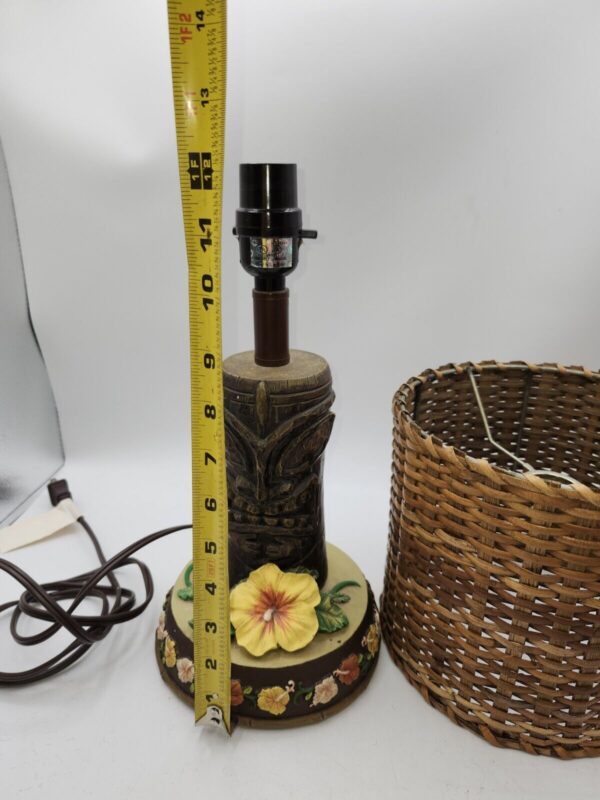 12" Tiki bar Totem face Natural Wicker Rattan Lamp Shade table - Image 6