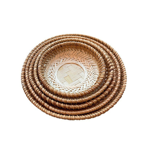 13-21cm Round Basket Bamboo Woven Hand-woven Small Fruit Basket Storage Woven - Image 2