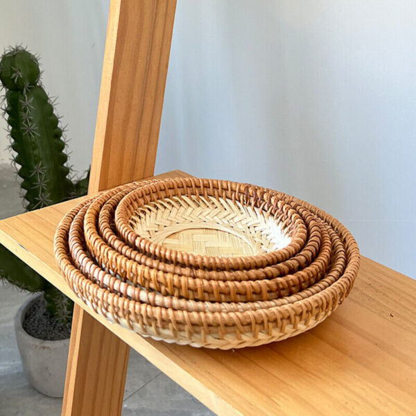 13-21cm Round Basket Bamboo Woven Hand-woven Small Fruit Basket Storage Woven - Image 4