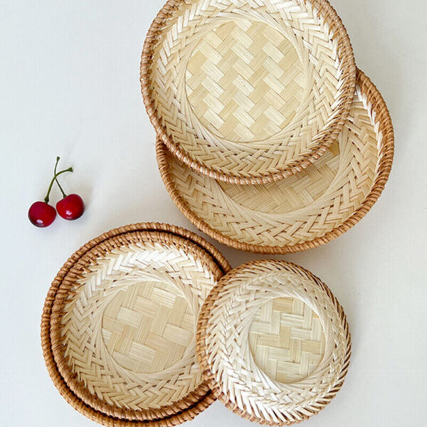 13-21cm Round Basket Bamboo Woven Hand-woven Small Fruit Basket Storage Woven - Image 5