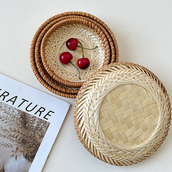 13-21cm Round Basket Bamboo Woven Hand-woven Small Fruit Basket Storage Woven - Image 6