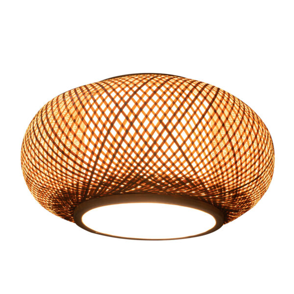 16'' Bamboo Wicker Rattan Shade Pendant Light Fixture Hand-woven Rattan Round - Image 3