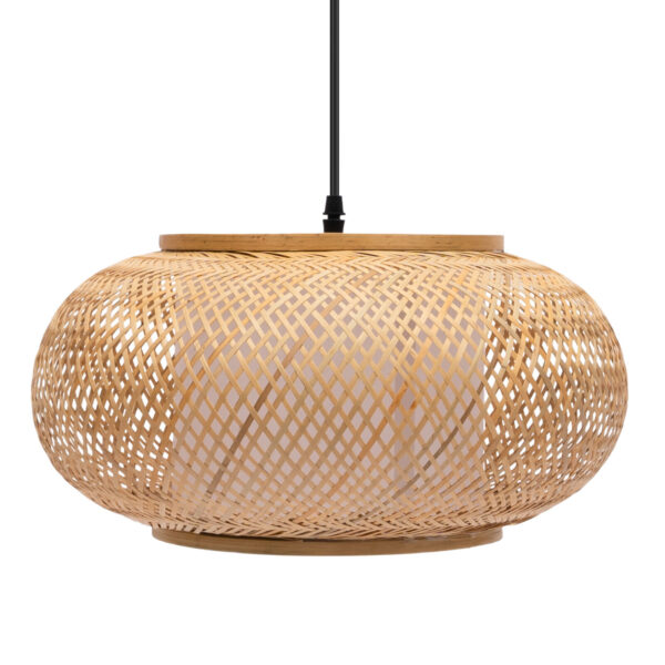 16'' Bamboo Wicker Rattan Shade Pendant Light Fixture Hand-woven Rattan Round