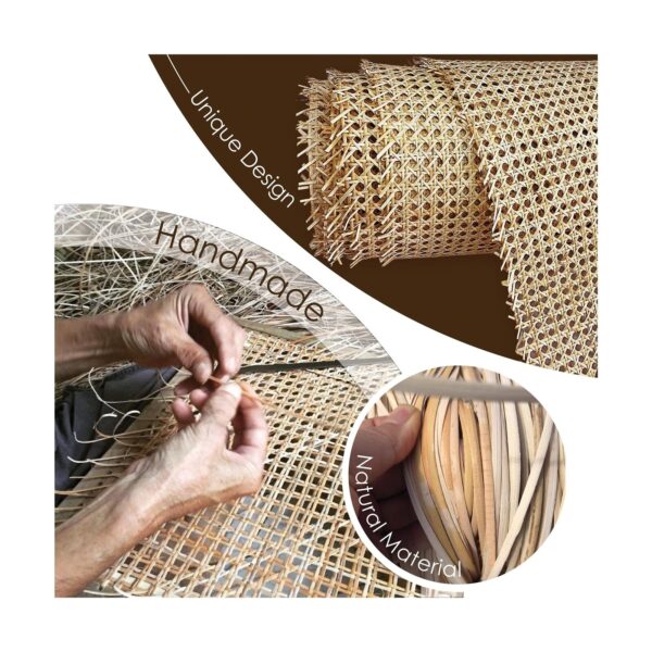 16" Width Rattan Cane Webbing Roll 12 Feet Length Hexagon Weave Pre-Woven Can... - Image 4