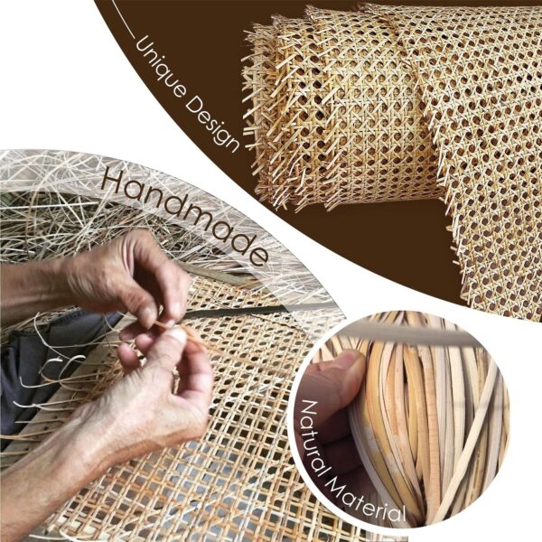 16" Width Rattan Cane Webbing Roll 5 Feet Length Hexagon Weave Pre-Woven Cane... - Image 4