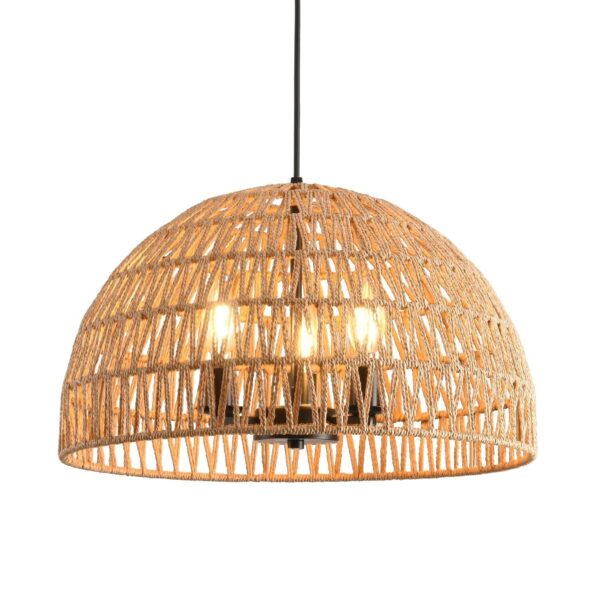 17.7in Rattan Pendant Light 3-light Modern Boho Chandelier Farmhouse Coastal ...