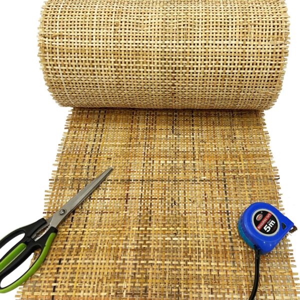 18" Width Natural Brown Square Rattan Cane Webbing Roll 5 Feet Length for Can...