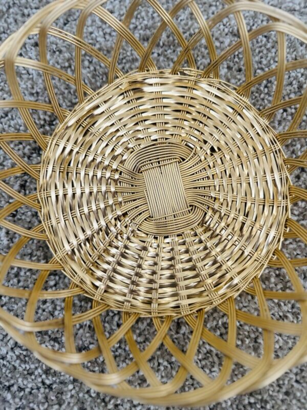 1960s Boho Hand Made Indian Woven Brass Round Basket - Image 2