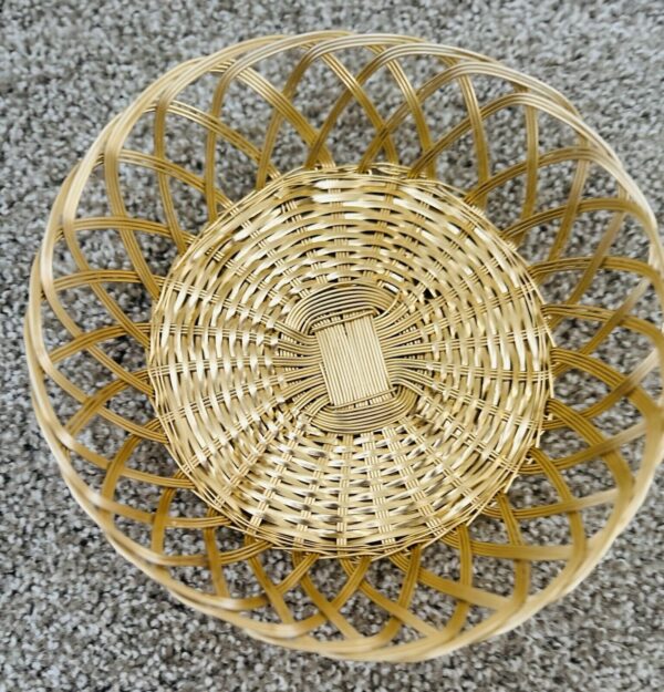 1960s Boho Hand Made Indian Woven Brass Round Basket - Image 5