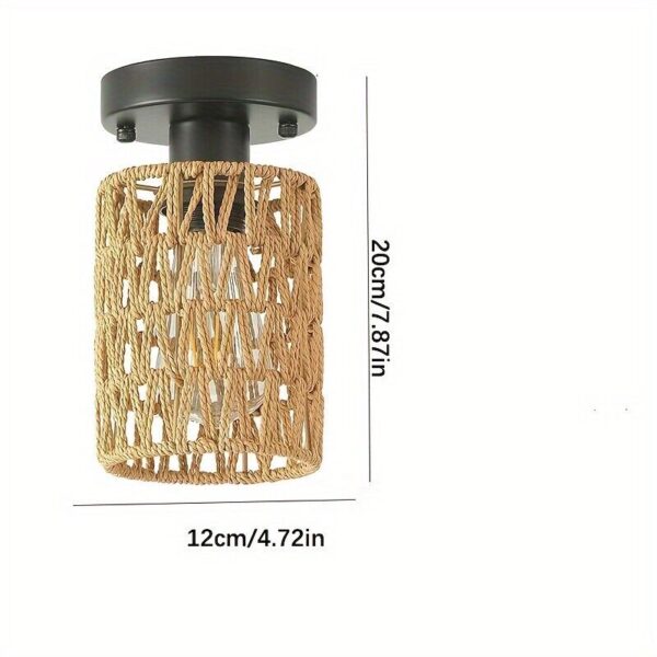 1pc American imitation hemp rope rattan hand woven pendant light ceiling light - Image 2