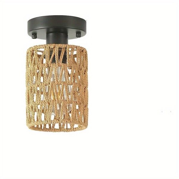 1pc American imitation hemp rope rattan hand woven pendant light ceiling light - Image 3