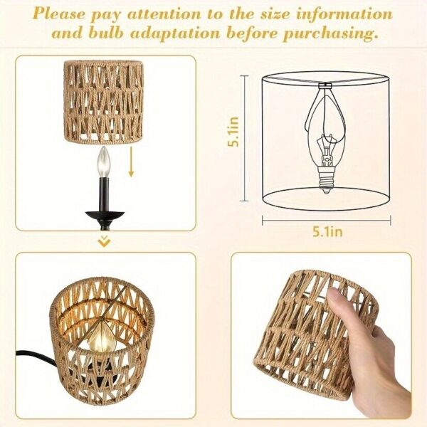 1pc American imitation hemp rope rattan hand woven pendant light ceiling light - Image 5