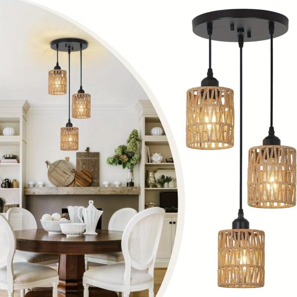 1pc American imitation hemp rope rattan hand woven pendant light ceiling light