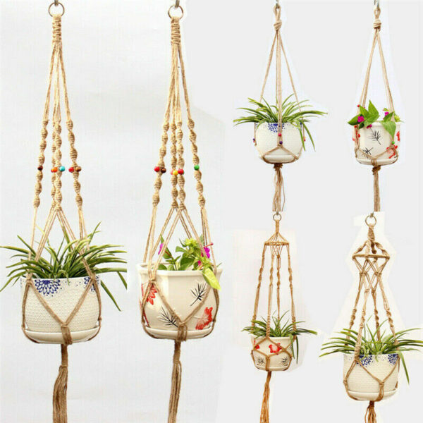 1x Plant Hanger Macrame Flower Pot Plant Holder Basket Jute Rope Braided Craft