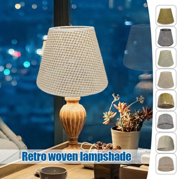 1X Rattan Lampshade Chandelier Plaid Woven Retro Handmade Decro for E14/E27 NEW