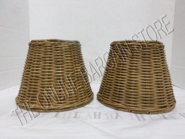 2 Pottery Barn Woven Wicker Kitchen Bath Track Light Lamp sconce SHADES nautical - Image 2