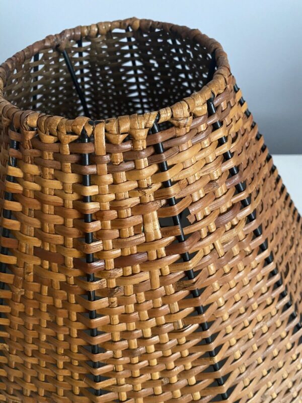 2 Vintage Wicker Rattan Lamp Shades Basket Woven Boho 9.75” x 15” Cottage Beach - Image 5