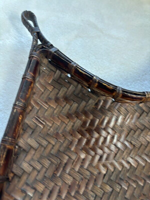 2 Wicker leaf shaped Baskets Wall Decor Brown African Boho Woven Trays - Image 5