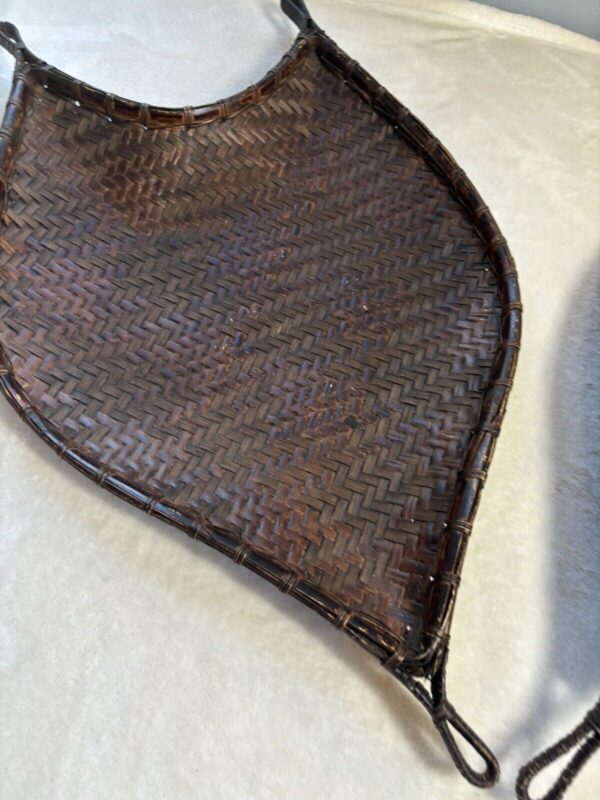 2 Wicker leaf shaped Baskets Wall Decor Brown African Boho Woven Trays - Image 2