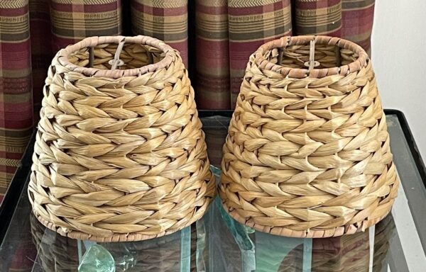 2 Wicker Seagrass Clip On Lamp Shades Multiple Qty's 4.5"H 5" Bottom 3" Top - Image 2