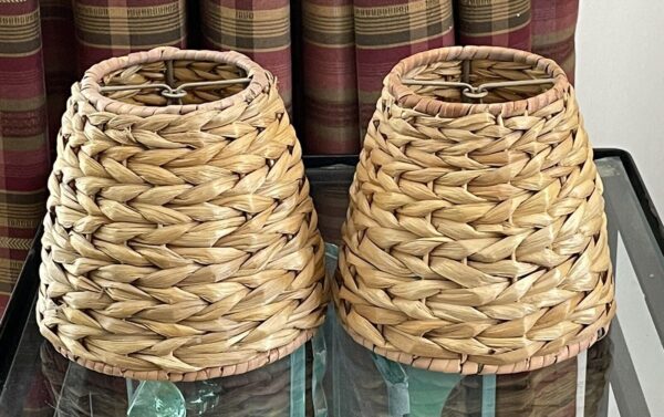 2 Wicker Seagrass Clip On Lamp Shades Multiple Qty's 4.5"H 5" Bottom 3" Top - Image 3