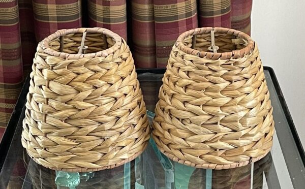 2 Wicker Seagrass Clip On Lamp Shades Multiple Qty's 4.5"H 5" Bottom 3" Top - Image 4