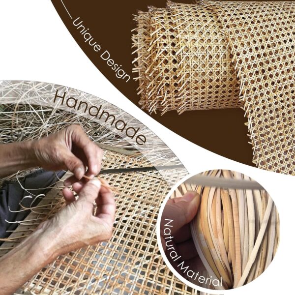 20" Width Natural Dark Rattan Cane Webbing Roll Pre-Woven Hexagon Open Mesh C... - Image 4