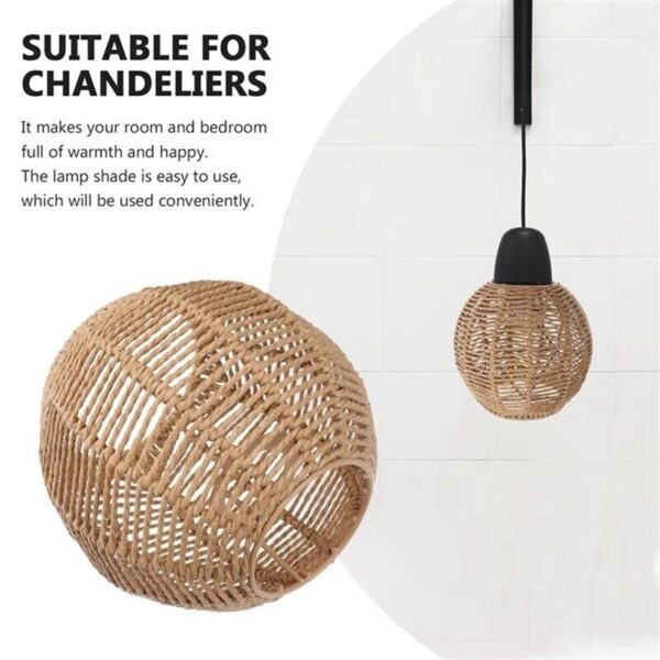 2X Rattan Lamp Cover Handmade Woven Chandelier Retro4025 - Image 3