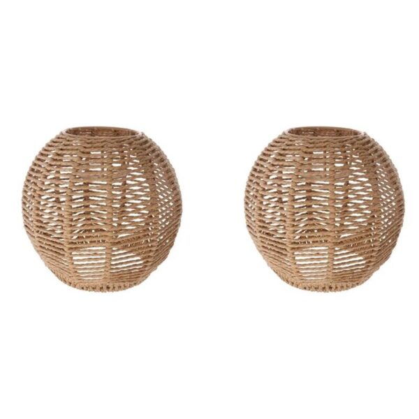 2X Rattan Lamp Cover Handmade Woven Chandelier Retro4025