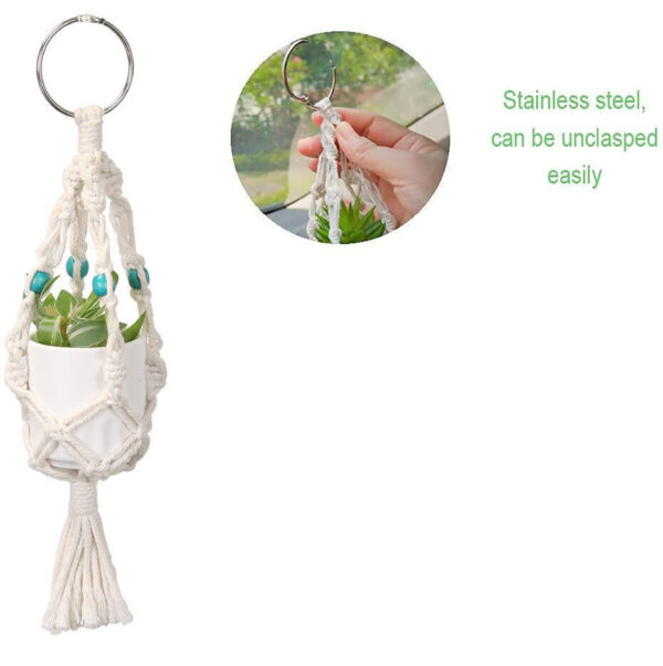 2x Small Macrame Beaded Plant Hanger Flower Pot Hanging Basket Boho Decor 13" - Image 3