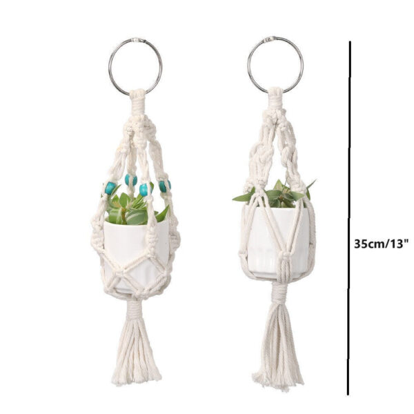 2x Small Macrame Beaded Plant Hanger Flower Pot Hanging Basket Boho Decor 13" - Image 4