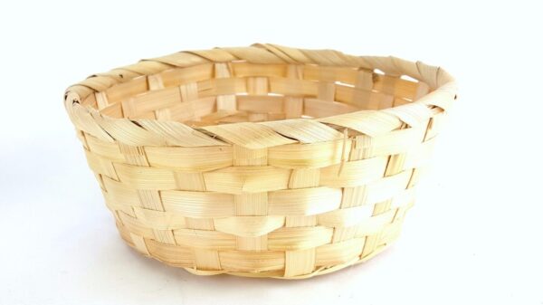 3 PACK LOT 8" ROUND 3-1/2" DEEP WICKER BASKET RATTAN WOVEN PLAIN - Image 4