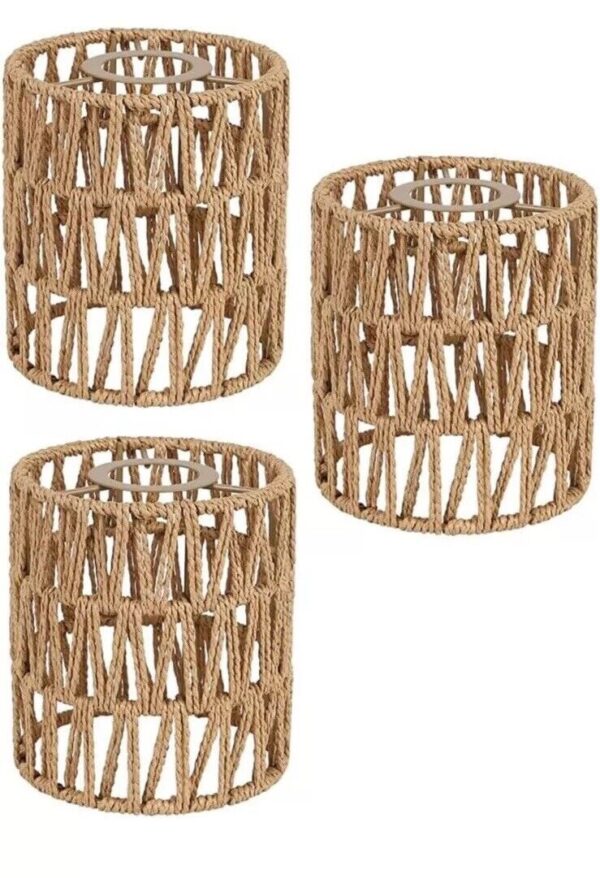 3 Pack Rattan Lamp Shade Small Boho Shades Replacement - Pendant Sconce