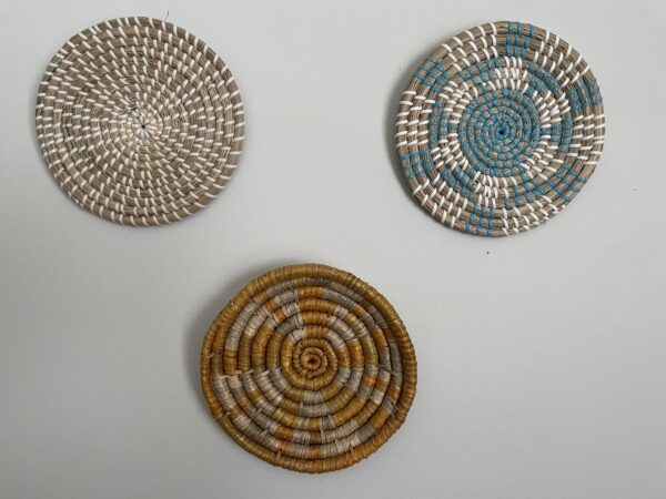 3 Piece Boho Wall Basket Decor Set Vintage Handwoven Seagrass 8”