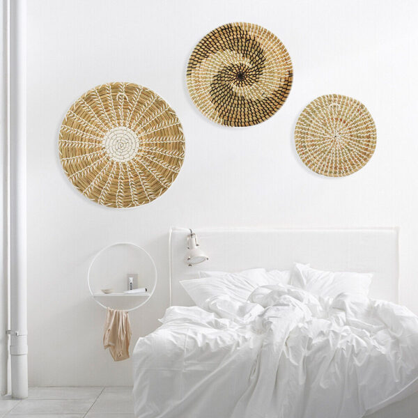 3 Set Wall Basket Boho Decor Woven Decor Baskets Hanging Wall Art for Bedroom - Image 3