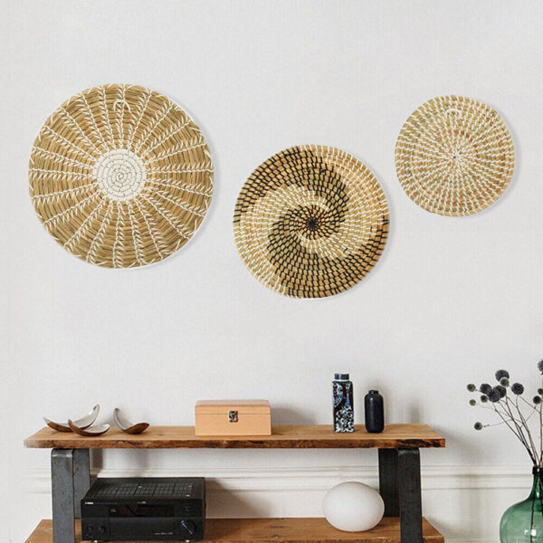 3 Set Wall Basket Boho Decor Woven Decor Baskets Hanging Wall Art for Bedroom - Image 4