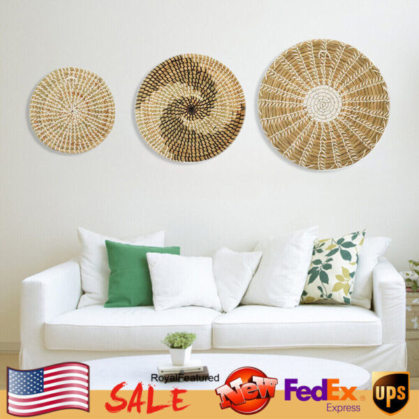 3 Sets Wall Basket Boho Decor Woven Decor Baskets Hanging Wall Art for Bedroom