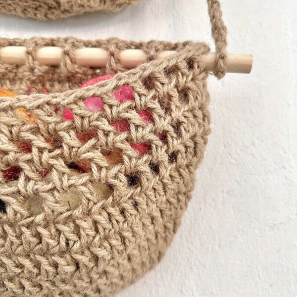 3-tire Woven Storage Bag, Bohemian Style Wall-Mounted Fruit And Vegetable Basket - Image 6