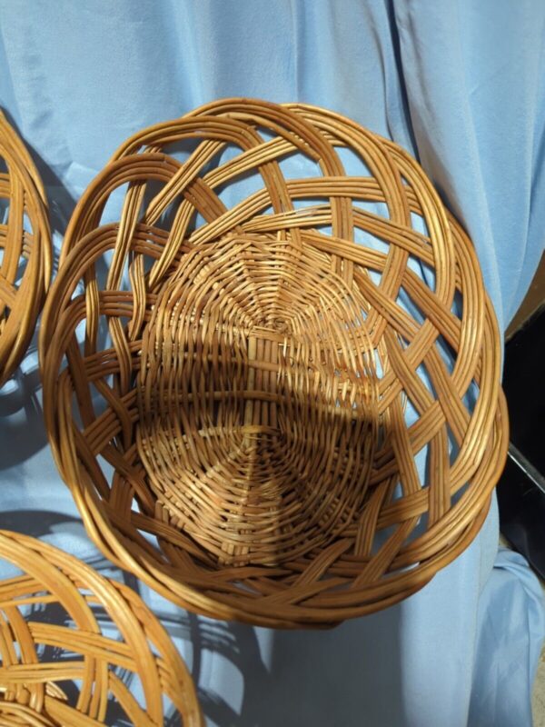 3 Woven Round Rattan Wicker Basket Round & Oval Wall Décor Cottage Farmhouse - Image 3