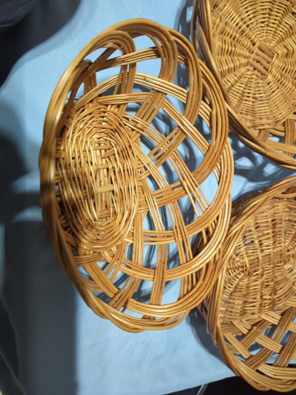 3 Woven Round Rattan Wicker Basket Round & Oval Wall Décor Cottage Farmhouse - Image 4