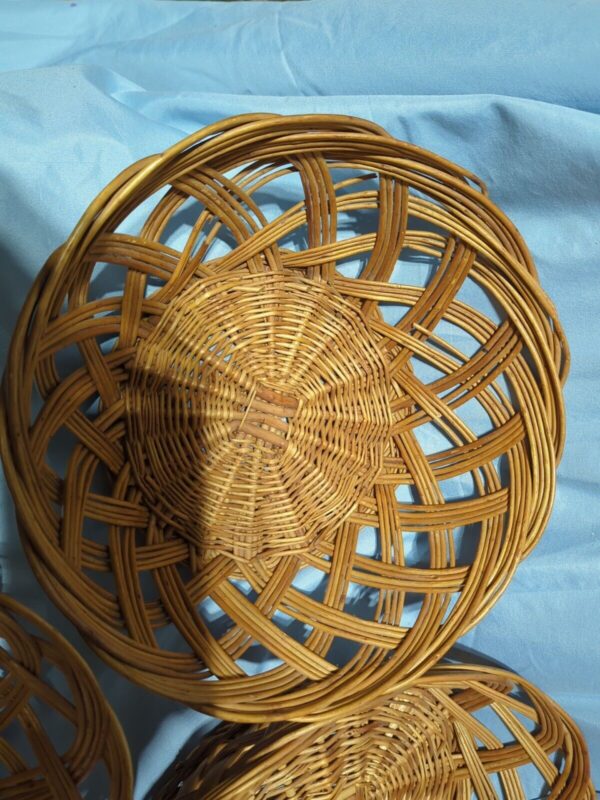 3 Woven Round Rattan Wicker Basket Round & Oval Wall Décor Cottage Farmhouse - Image 2