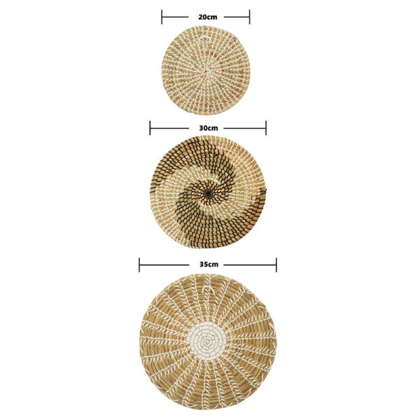 3pcs Set Boho Woven Wall Basket Seagrass Handmade Home Textile Decoration - Image 2